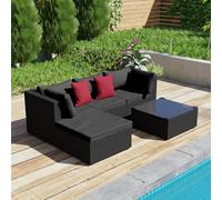 AufuN Conjunto de muebles de jardín de polirratán para 3-4 personas, con sofá, sillón, taburete, mesa, se puede combinar libremente, zona de estar con cojín, resistente a la intemperie, para jardín
