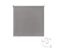 AufuN - Estor exterior enrollable para balcón, impermeable, 140 x 140 cm, protección contra los rayos UV, con función térmica reflectante para ventanas y puertas, gris