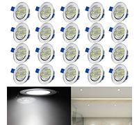 Aufun Foco Empotrable 20 x 3W Lámpara LED de techo LED Luz de Techo 210V-240V LED empotrable Regulable con Giratorio para salón o dormitorio cocina - Blanco Frío
