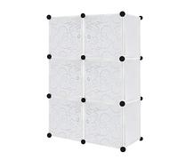 Aufun Gabinete portátil para Bricolaje, gabinete de combinación Modular, Sistema de estanterías para Ahorrar Espacio, Cubo Ideal para Guardar Libros, Juguetes, Archivos 74,5x37x112cm(6cubos, Blanco)