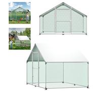 Aufun Gallinero XL Valla Exterior con Cerradura Acero Galvanizado para Animales Pequeños Valla Exterior Gallinero para Mascotas al Aire Libre Jaula de Pájaros 3x2x2m