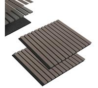 Aufun Juego de 2 paneles acústicos de madera que absorben el sonido, revestimiento de pared autoadhesivo, 60 x 60 cm, diseño de paneles de pared de madera sobre fieltro acústico, pared de listones