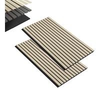 Aufun Juego de 2 paneles acústicos de madera que absorben el sonido, revestimiento de pared autoadhesivo, 120 x 60 cm, juego de patrones de paneles de pared de madera sobre fieltro acústico, pared de