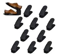 Aufun Juego de 30 zapateros Ajustables, apilador de Zapatos Antideslizante, 3 organizadores de Zapatos Ajustables en Altura, Organizador de Zapatos (30 Piezas, Negro)