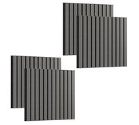 Aufun Juego de 4 paneles acústicos de madera que absorben el sonido, revestimiento de pared autoadhesivo, 60 x 60 cm, diseño de paneles de pared de madera sobre fieltro acústico, pared de listones