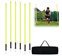 AufuN Juego de 6 barras de slalom de 150 cm, con puntas de acero y bolsa de transporte, barras de agilidad para entrenamiento de agilidad y coordinación, para fútbol y deportes de perro (1,5 m)