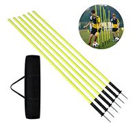 AufuN Juego de 6 barras de slalom de 180 cm, con puntas de acero y bolsa de transporte, barras de agilidad para entrenamiento de agilidad y coordinación, para fútbol y deportes para perros (1,8 m)