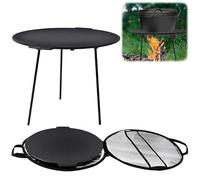 Aufun parrilla de hierro fundido con 3 patas parrilla parrilla accesorios redondo, soporte para horno holandés, Ø 45 cm parrilla para acampar, jardín, viajes