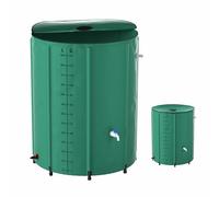 Aufun Plegable Barril de Agua de Lluvia, 500 litros Barril de Agua de Lluvia Tanque de Agua, con válvula de Drenaje y la Escala de Volumen, fácil Almacenamiento (Verde)