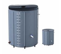 Aufun Plegable Barril de Agua de Lluvia, 500L Barril de Agua de Lluvia Tanque de Agua, con válvula de Drenaje y la Escala de Volumen, fácil Almacenamiento (Gris)