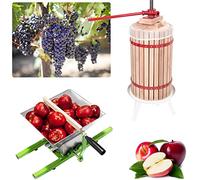 Aufun Prensa de Frutas 6L Prensa de Jugo Prensa de Vino Prensa de Zumo Prensa de Pulpa + Molino de Frutas 7L de Acero Inoxidable Molino de Uvas Molino de Pulpa con manivela (30L + 7L)