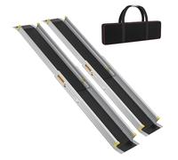 Aufun Rampa telescópica de aluminio para silla de ruedas, 75,5 - 122 cm, con bolsa, antideslizante, extensible, con capacidad de carga de 272 kg, ideal para sillas de ruedas, sillas eléctricas y