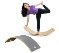 Aufun Tabla de equilibrio de madera, juguete Montessori para niños y adultos, tabla de equilibrio con alfombrilla EVA, tabla de equilibrio de 82 x 29 cm, tabla de equilibrio y tabla de balanceo (gris)