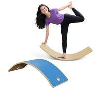 Aufun Tabla de equilibrio de madera, juguete Montessori para niños y adultos, tabla de equilibrio con alfombrilla EVA, tabla de equilibrio de 82 x 29 cm, tabla de equilibrio y tabla de balanceo (azul)