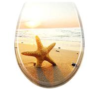 Aufun Tapa WC Universal, Asiento de Inodoro con Cierre Suave, fijación rápida, plástico duroplast, Estrella de mar