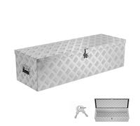 Aufun Truckbox Caja de herramientas de 80 l, caja de aluminio, caja de transporte, para coches, remolques, camiones, vehículos comerciales, caja de herramientas, caja de aluminio, color plata, 99 x 33