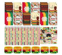 Augacage 122 piezas de regalo del mes de la historia negra a granel para recuerdos de fiesta de juneteenth cuadernos, lápices de silicona para el mes de la historia negra, suministros para el Día de