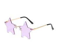 AUGEN Gafas de sol retro vintage con forma de estrella, sin montura, para fiestas, unisex, protección UV400, lentes de sol medianos (C14, 145), color morado, paquete de 1