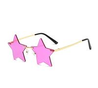 AUGEN Gafas de sol retro vintage con forma de estrella, sin montura, unisex, protección UV400, tamaño mediano (C4, 145), color morado, paquete de 1