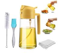 Augeno Naranja 500 ml Dispensador y Rociador de Aceite 2 en 1 para Aceite de Cocina con Pincel de Silicona | Botella Pulverizadora de Aceite | Rociador de Aceite para Cocinar | Rociadora para Cocinar