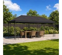 Augerlite Cenador con paredes laterales, 6 x 3 m, color antracita, poliéster y acero, carpa para fiestas, para terraza, balcón, jardín bajo protección solar