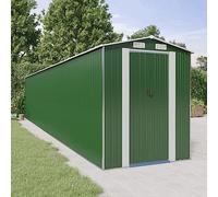 Augerlite Cobertizo de acero galvanizado de color verde, 192 x 1021 x 223 cm, cobertizo de jardín para herramientas, cortacésped, bicicleta y cubo de basura, resistente a la intemperie, con cerradura