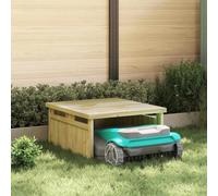 Augerlite Cortacésped Garage Braun de madera de pino impregnada, 73,5 x 81,5 x 38,5 cm, cobertizo con espacio de almacenamiento para cortacésped, balcón, terraza, patio y exterior
