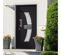 Augerlite Puerta de entrada de color antracita de 108 x 200 cm, puerta exterior con acristalamiento de protección térmica, umbral de aluminio, marco de 70 mm, cerradura y tirador para entrada de casa