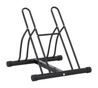 Augerlite Soporte para 2 bicicletas de pie de acero con tapas de goma antideslizantes, ahorra espacio para garaje, sótano, taller, balcón, soporte seguro para bicicletas sin anclaje al suelo
