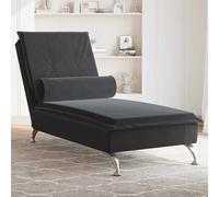 Augerqir Chaise longue con cojín cervical de terciopelo negro, 136,5 x 56 x 75 cm, función de vibración USB, 1 punto de masaje, patas de metal cromado, para salón