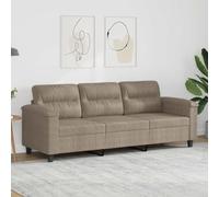 Augerqir Sofá de 3 plazas de tejido de microfibra de color topo de 180 cm de ancho, estructura de metal resistente, acolchado cómodo, muebles de salón modernos, juego de ahorro de espacio para