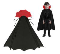 Augesak Capa Vampiro Niño con Cuello-Negro Rojo de Doble Cara,Disfraz Halloween Diablo Niños,Disfraz de Vampiro para Niño y Niña,Ideal para Halloween y Carnaval A