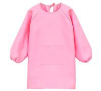 Augesak Delantal Pintura Niños, Delantales Infantiles 7-11 Años, Delantal Pintura Infantil, Impermeable Delantal Babero de Mangas Largacon para Manualidades Pintura Cocina, Rosa