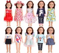 AugFrog 10 juegos de ropa de muñeca americana de 18 pulgadas, incluyendo 10 trajes de vestir para muñecas estadounidenses, regalos de cumpleaños para niños