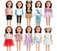 AugFrog 10 juegos de ropa de muñeca americana de 18 pulgadas, incluyendo 10 trajes de vestir para muñecas estadounidenses, regalos de cumpleaños para niños