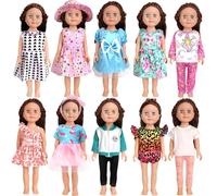 AugFrog 10 juegos de ropa de muñeca americana de 18 pulgadas, incluyendo 10 trajes de vestir para muñecas de regalo, regalos de cumpleaños para niños