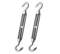 Augiimor 2PCS M8 Gancho y gancho tensor cuerda de alambre tensión 304 acero inoxidable gancho a gancho tensor de cuerda de alambre resistente tensión