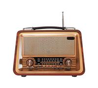 Augnongly Radio PortáTil Retro de Madera Altavoces InaláMbricos Bluetooth HiFi EstéReo Am/FM Radio Reproductor USB TF AUX MP3, Color Caoba