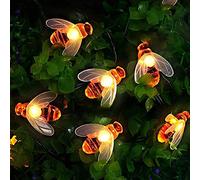 Augone [30 LED] Luces solares de jardín, cadena de luces de hadas de abeja miel, 5 m, 8 modos, impermeable, iluminación de jardín para exteriores, césped, fiesta de verano, Navidad(blanco cálido)