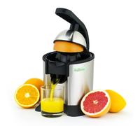 Augosma Exprimidor eléctrico, apto para naranjas, limones y pomelos, acero inoxidable cepillado, fácil de limpiar y usar (negro+plata)