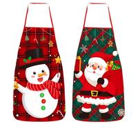 Augshy 2 Delantal de Navidad, Delantales Navideños Para Adultos Delantales de Cocina Cocina Chef Restaurante Hornear Barbacoa Decoración Regalo Festivo Regalos De Cocina Para
