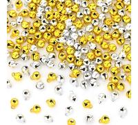 Augshy 200 Pcs Grelots Clochettes de 6,35 mm pour Décoration de Noël pour La Maison et Les Animaux Domestiques, Bracelets, Colliers, Tricot, Fabrication de Bijoux, Fournitures de Fête (Doré et Argent)