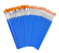 Augshy Juego de 60 pinceles, 30 unidades de pinceles redondos y planos, pintura artística, azul, plata, marrón, 7 mm