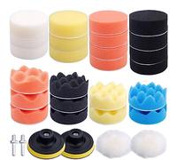 Augshy - Kit de 31 Almohadillas de Espuma para Pulido de Coche, Almohadillas de Pulido de 7,62 cm, Kit de Esponja con Adaptador de Taladro M10 para pulidora de Coche