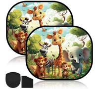 Augshy Parasol Coche Bebé con Protección UV 44x36cm，2 Unidades Lateral Parasol Coche Infantil Parasol Ventanas Traseras Coche con Estampado Animal