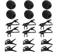 AUGSUN Kit de repuesto de 18 clips de micrófono de solapa, 6 clips de micrófono Lavalier, clips de metal para micrófono, 6 cubiertas de espuma para parabrisas y 6 clips de alambre de plástico