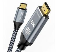 Augusplay USB C a HDMI 2.1 Cable, 8K@60Hz 4K@240Hz Tipo C a HDMI Cable de alta velocidad, HDR HDCP 2.3 Thunderbolt 4/3 a HDMI Cable Compatible con iPhone 15 Pro MacBook Pro/Air UHD TV Monitor, 1M