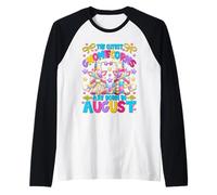 August Bday Design For Unicorn Mom Cute Birthday GNOME Camiseta Manga Raglan