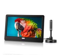 August DA900D TV Portátil TDT 9 Pulgadas Recargable, Mini Televisión Digital con Red, Batería o 12v, DVB-T / T2 HDM USB Jack 3.5, Tele LED y Grabación, Salón Cocina Coche Camión Caravana - Negro