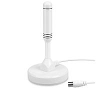 August DTA240 Antena TV Interior Potente TDT HD España, Digital, Magnética, Portatil, para TV y Receptor TDT, Alta Ganancia, DVB-T DVB-T2 UHF VHF Salón Habitación Autocaravana, 2m Cable - Blanca